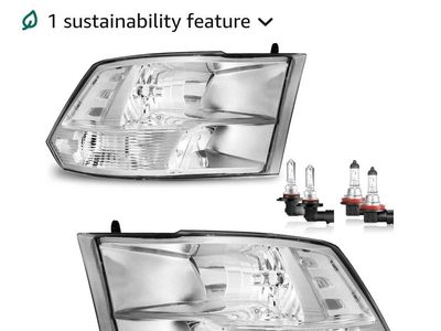 Halogen Headlamp W/Bulbs for 2010-2018 Dodge Ram 2500 3500 - Chrome Housing, Driver & Passenger Side
