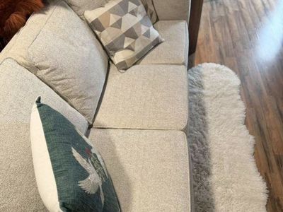 Beige 3-Seat Sofa - Ashy Furniture (Barely Used)