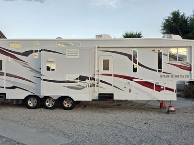 2008 KZ INFERNO 3912 — 42'5" TRIPLE-SLIDE TOY HAULER — 12' GARAGE — ONE OWNER!