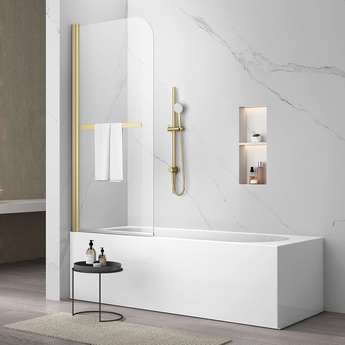 Sunrosa Pivot Shower Door 34"58" Gold