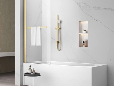 Sunrosa Pivot Shower Door 34"58" Gold
