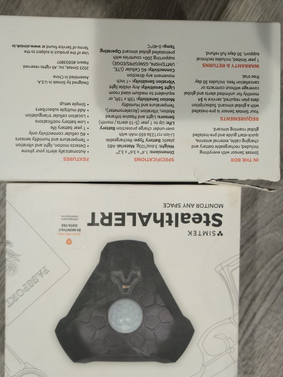 Simtek StealthALERT Sensor for Monitoring Guns and Storage, Security System with App