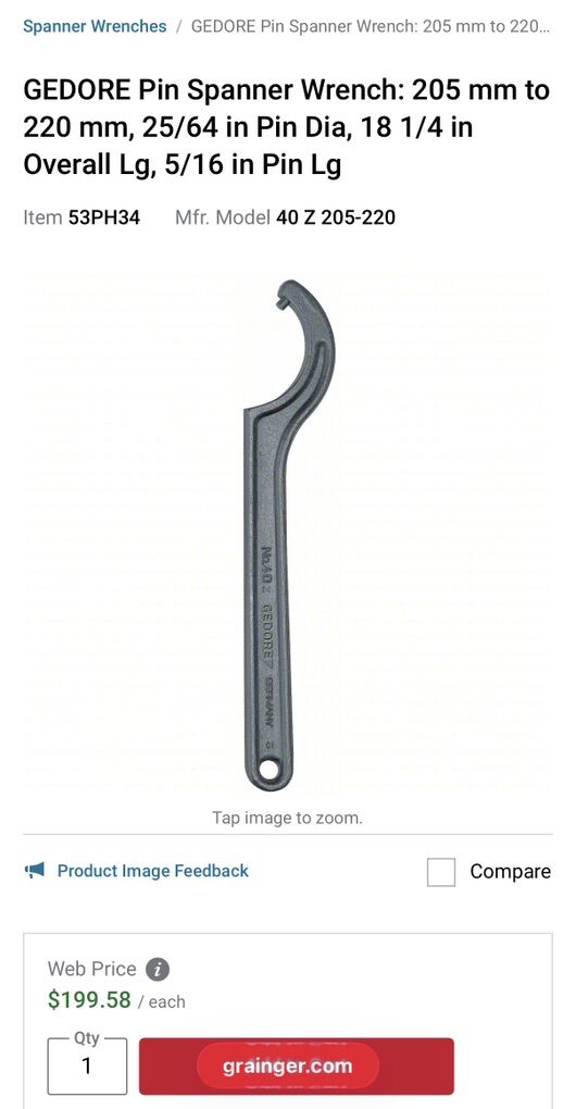 NEW! GEDORE Pin Spanner Wrench: 205 to 220 mm