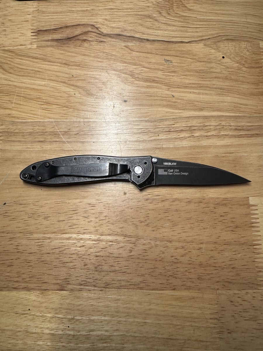 Kershaw 1660BLKWM Leek Blackwash Pocket Knife Ken Onion Design USA Made