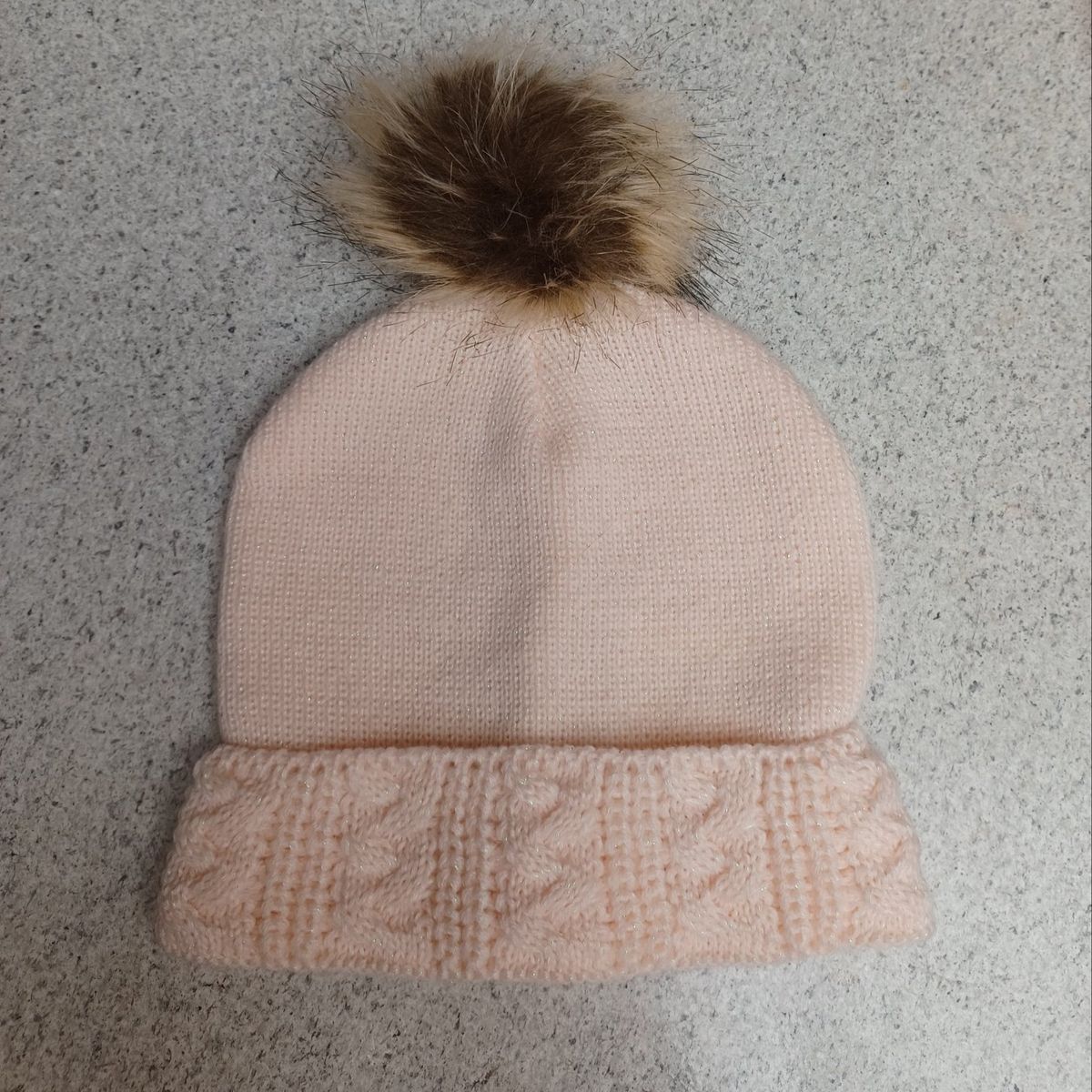 Pink Knit Beanie with Pom Pom