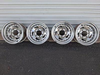 Set of 4 Vintage Chrome Modular Steel Wheels 15x8 Soft 8 Design Made in USA 1999
