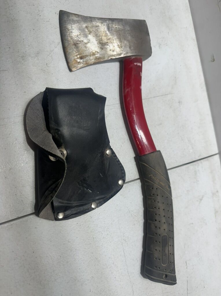 Vintage Red Curved Handle Hatchet Tool