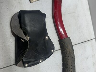 Vintage Red Curved Handle Hatchet Tool