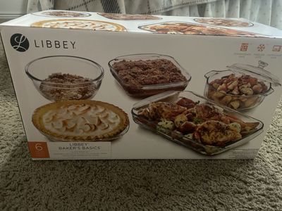 Libbey Baker's Basics 6-Piece Glass Bakeware Set - Dishwasher, Freezer, Microwave Safe