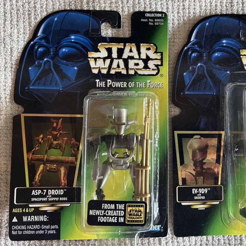 Star Wars The Power of the Force ASP-7 Droid Action Figure w/ Spaceport Supply Rods New Kenner Green Card