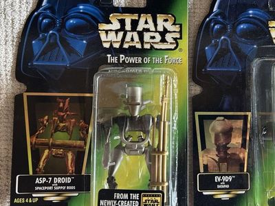 Star Wars The Power of the Force ASP-7 Droid Action Figure w/ Spaceport Supply Rods New Kenner Green Card