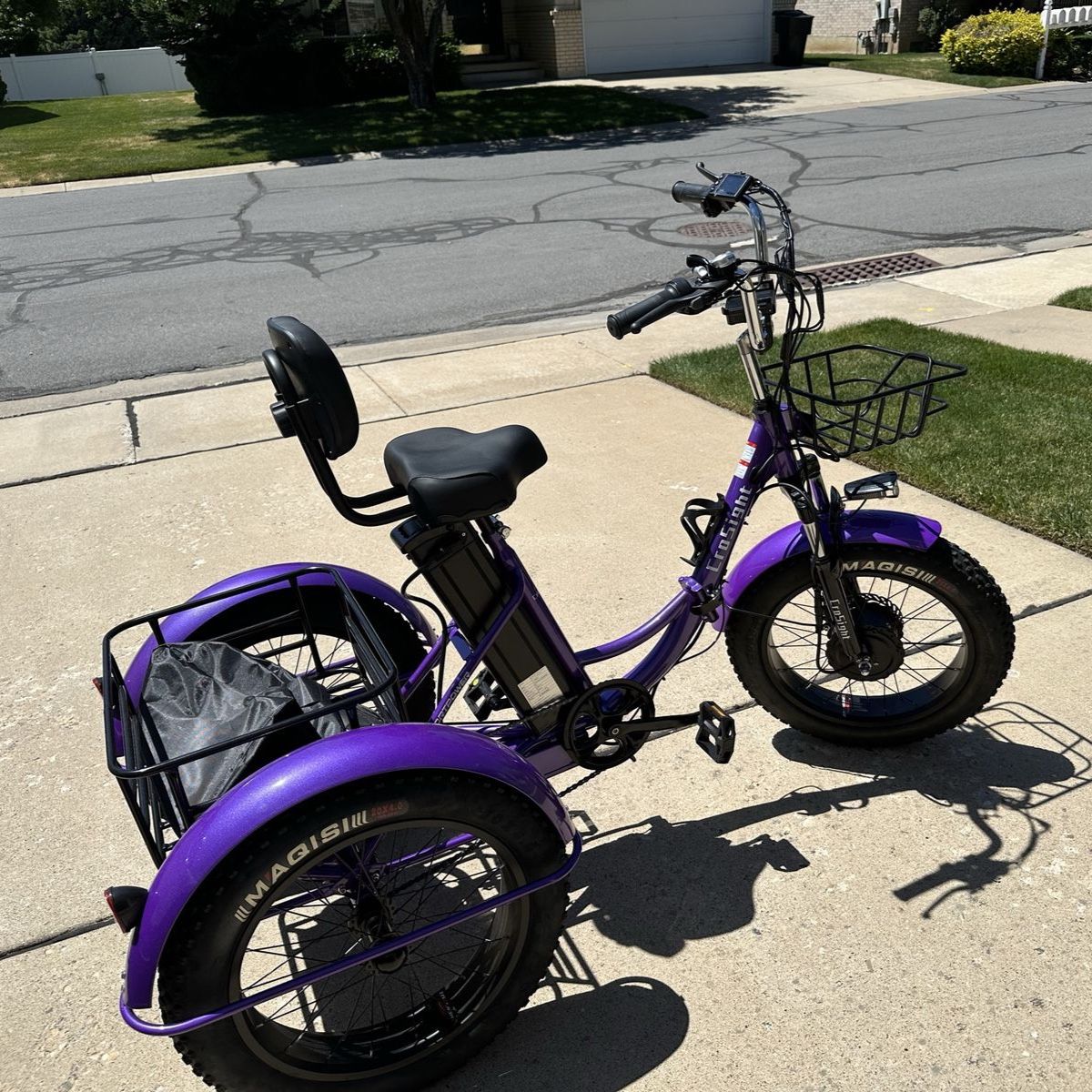 New Purple Electric Trike Fat Tire E-Bike