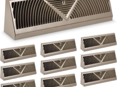 15" Brown Steel Baseboard Floor Register Air Vent Grille, Pack of 10