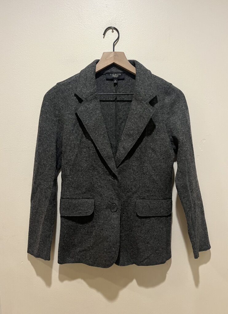Talbots Wool Light Gray Lightweight Blazer Jacket
