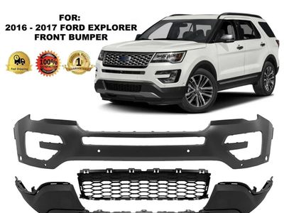 2016-2017 Ford Explorer Front Bumper Cover, Primed - Direct Replacement, w/o Park Assist Sensor Holes