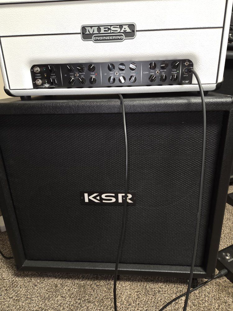 Mesa Engineering Triple Crown TC-50 Guitar Amplifier Head - White with KSR black 212 Cabinet