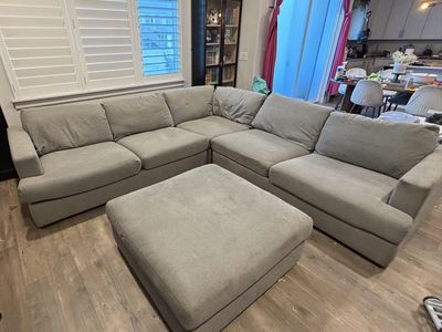 Light Gray 4-Piece Sectional with Ottoman