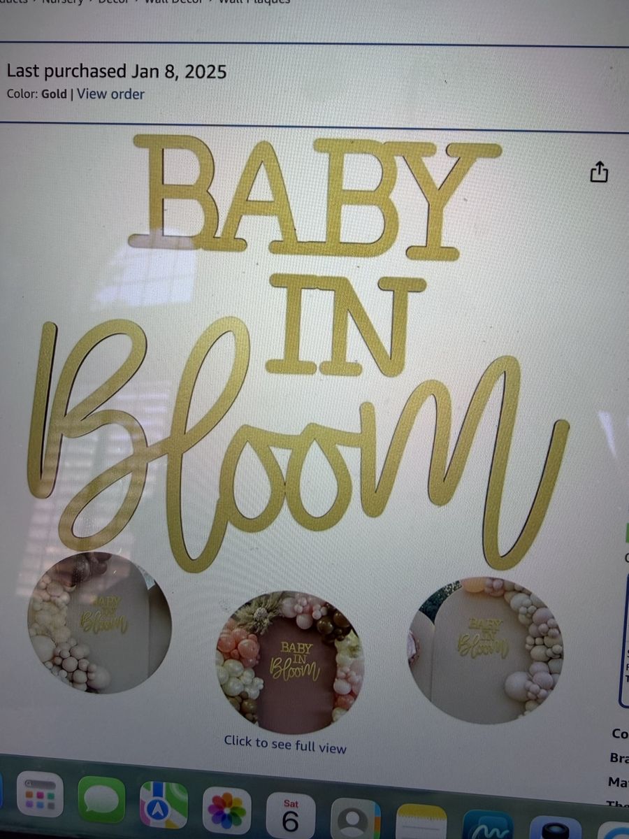 Baby in bloom sign