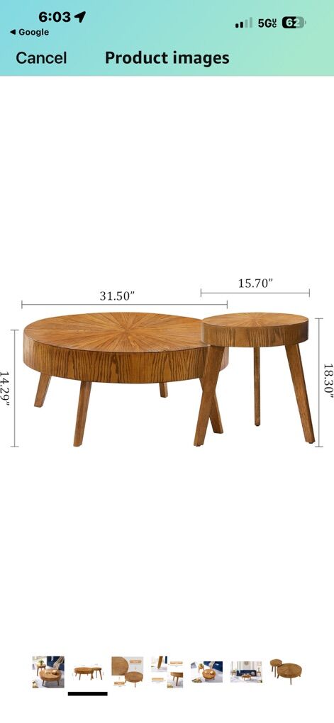 Ds-Homeport / Nesting Round Wood Coffee Tanles Set