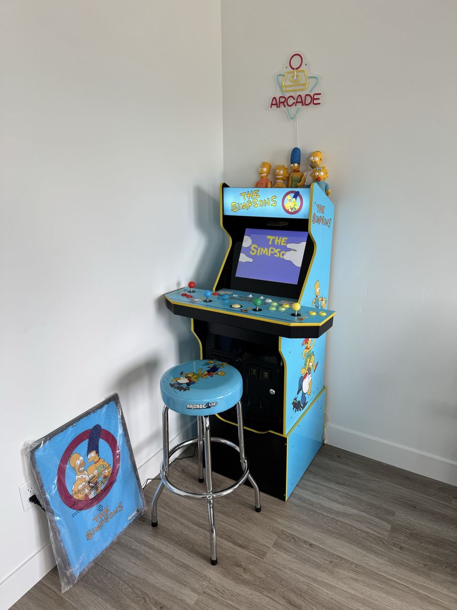 The Simpsons 1 up Arcade Machine with Stool