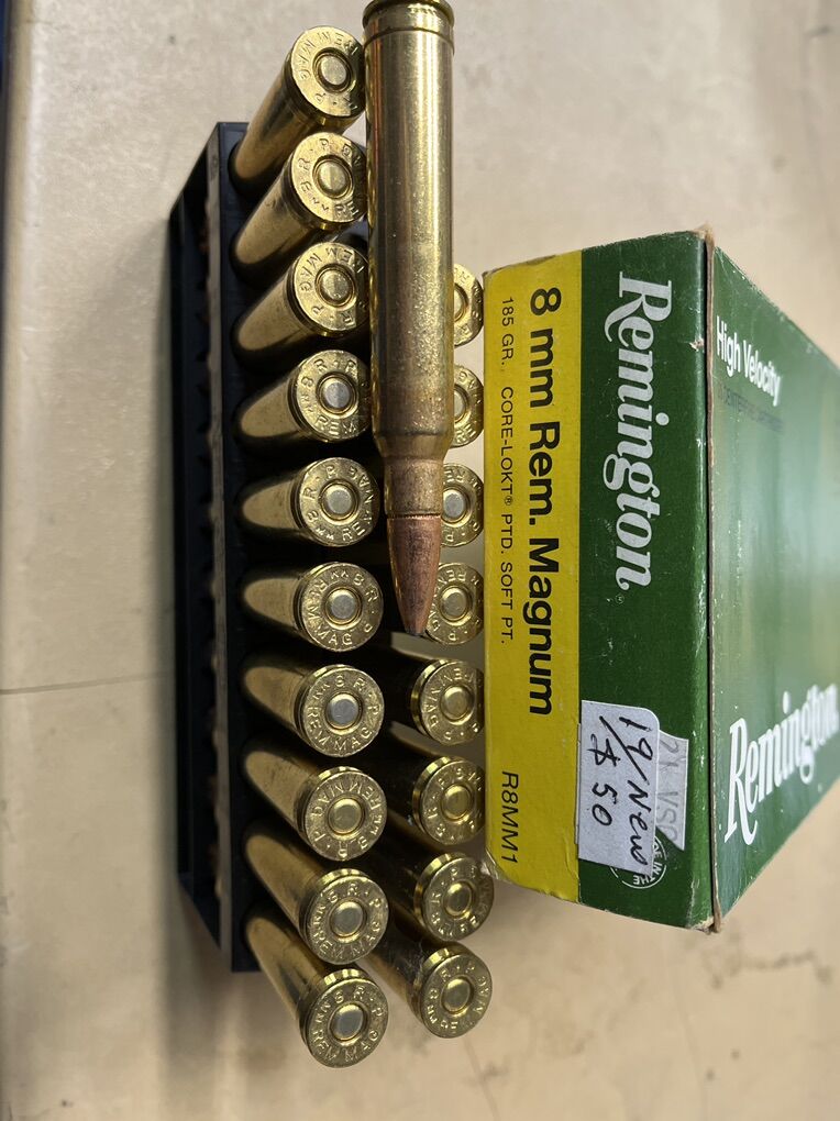 Factory 8mm Rem Mag Ammo.