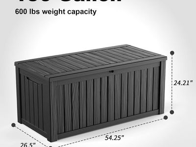150 Gallon Resin Outdoor Deck Storage Box - Black