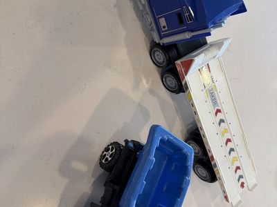 Toy Truck Blue Semi-Trailer & Orange Dump Truck Construction Vehicle Set