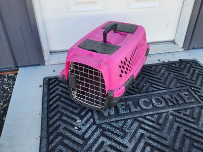 Small Pet Crate Carrier Hard Plastic Case Travel Cat Dog Pink Cage Kennel