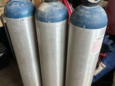 Lot of 22, 50 & 20 gal CO2 Aluminum Cylinders 1800 PSI DOT & TC Approved Tanks CGA320 Valves for Beverages, Hydroponics, Welding