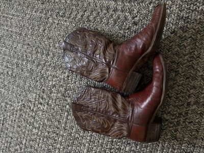 Justin Boots Style 3480 Men's Western Cowboy Boots Brown Lizard Skin Vintage 11D