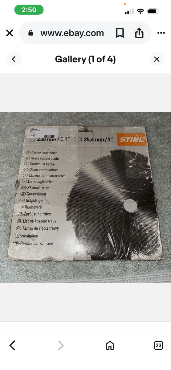 Stihl 230 mm / 9.1" Grass Cutting Blade (25.4 mm / 1" Arbor)