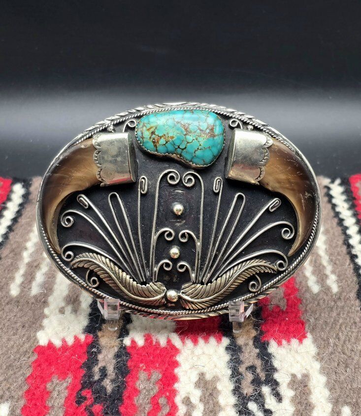 Vintage Native American Sterling Belt Bucklelt