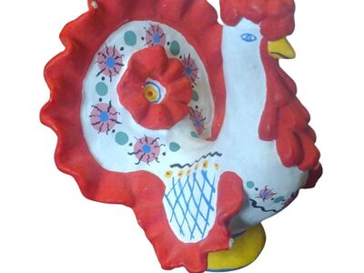 Russian Dymkovo Folk Art Style Chalkware Wall hang