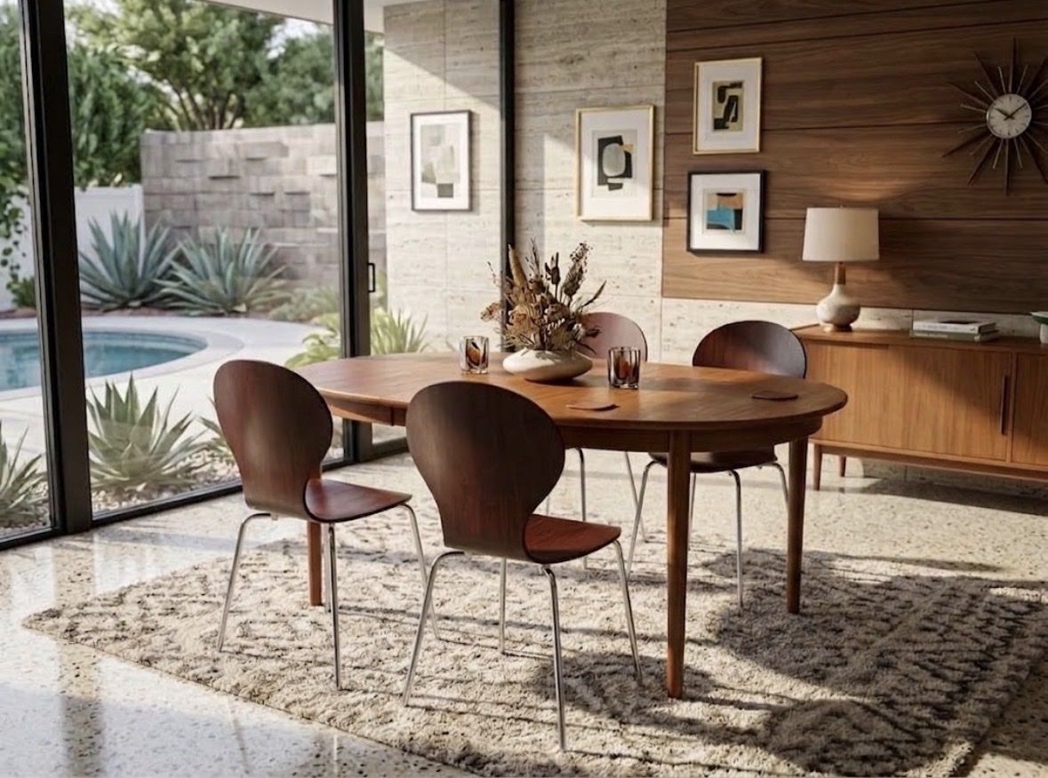 Set of 4 Mid-Century Style Bentwood Ant Herman/Jules' style– Dark Walnut / Chrome Dining Chairs