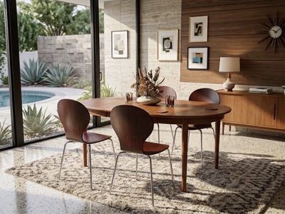 Set of 4 Mid-Century Style Bentwood Ant Herman/Jules' style– Dark Walnut / Chrome Dining Chairs