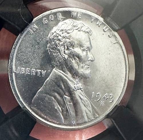 1943-S Steel Lincoln Penny - NGCX 9.7 (Equivalent MS67) - Rare FunBox Holder