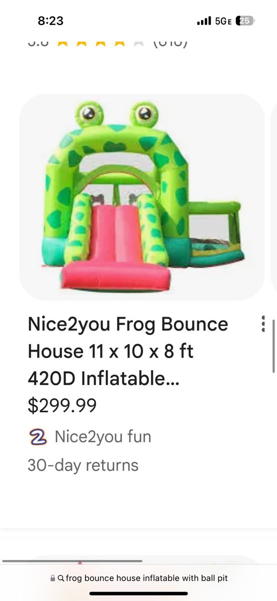 Nice2you Frog Inflatable Bounce House with Slide and Ball Pit 11x10x8 ft