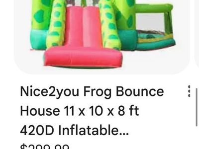 Nice2you Frog Inflatable Bounce House with Slide and Ball Pit 11x10x8 ft