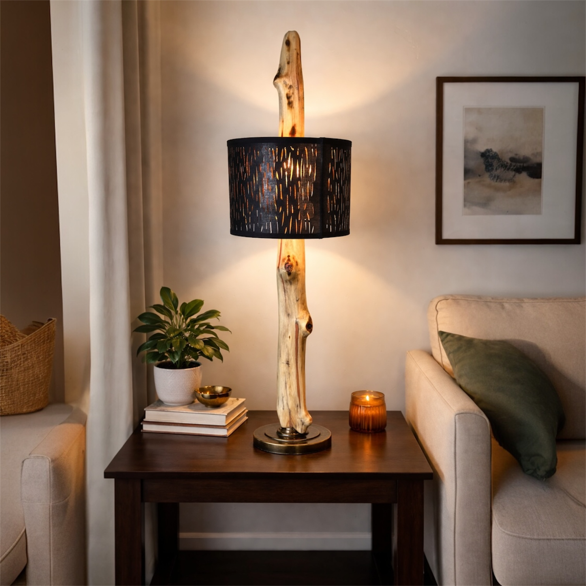 New Handmade Driftwood Table Lamp, One-of-One, Local Discount