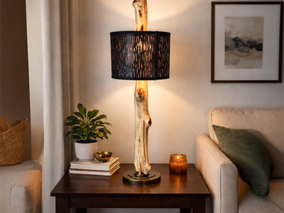 New Handmade Driftwood Table Lamp, One-of-One, Local Discount