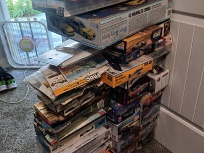Large Lot of Revell & Other Brand Model Kits - Planes, Cars, Ships, Mixed Scale NEVER BEEN ASSEMBLED.