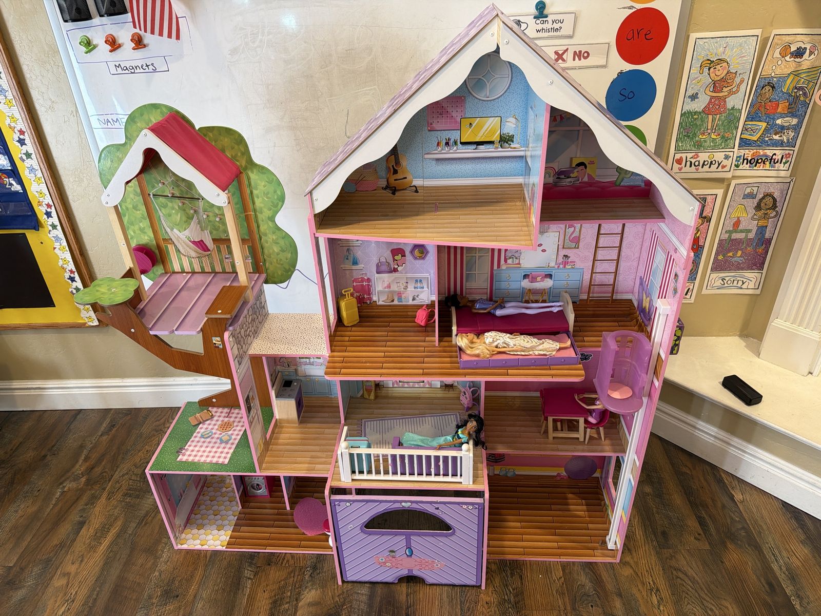KidKraft Barbie Wooden Dollhouse with Treehouse and Furniture
