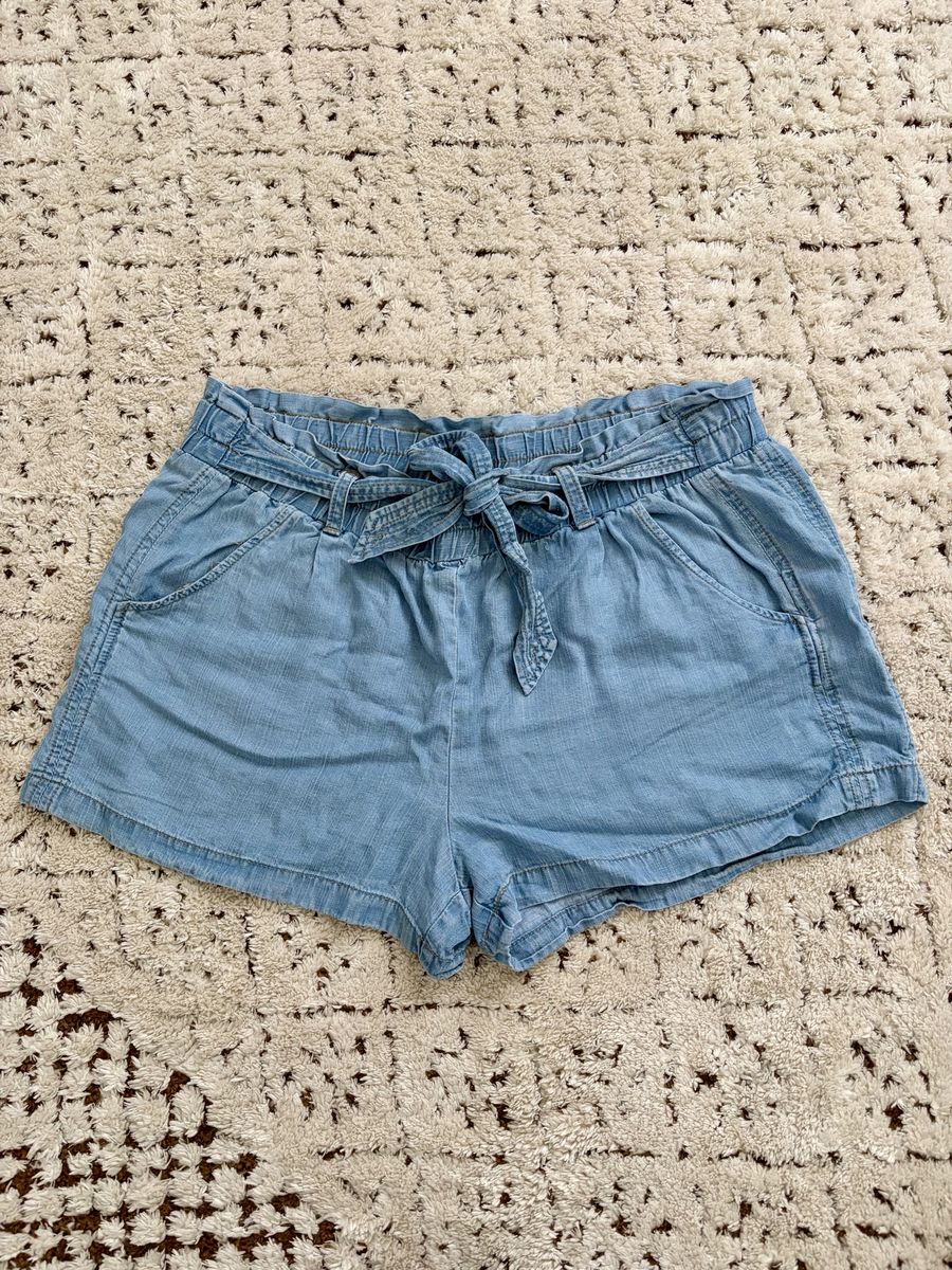 Paperbag Waist Chambray Shorts