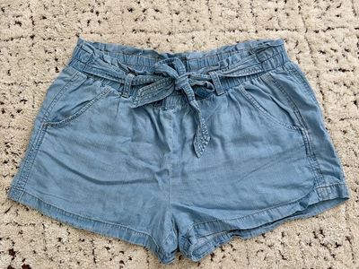 Paperbag Waist Chambray Shorts