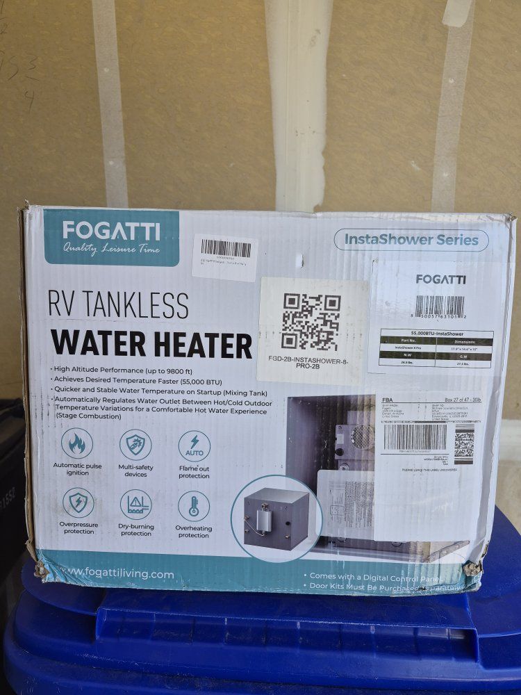 FOGATTI RV Tankless Water Heater InstaShower Series FGD-2B-INSTASHOWER-8-PRO-2B, 55,000 BTU