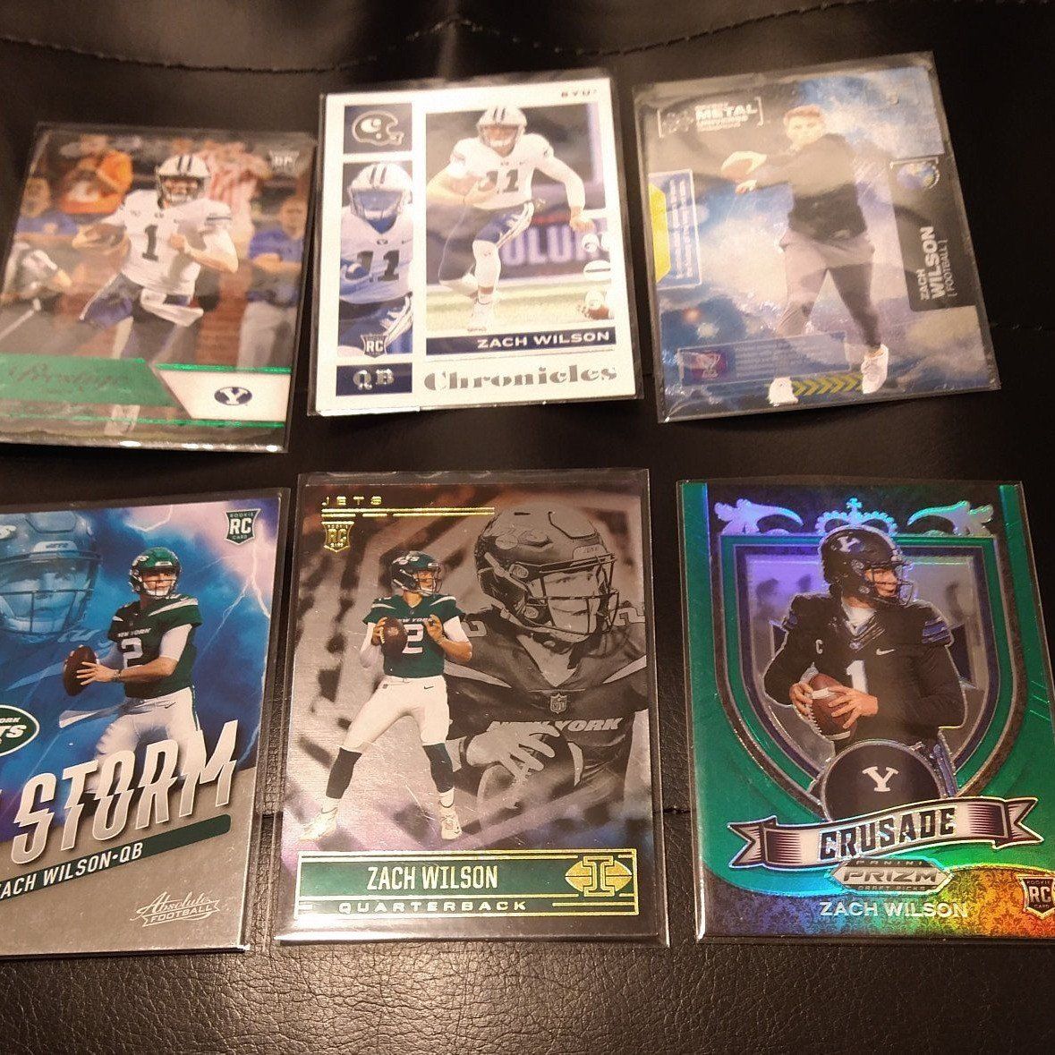 (6) Zach Wilson RCs Green Prizm DP Illusions Metal