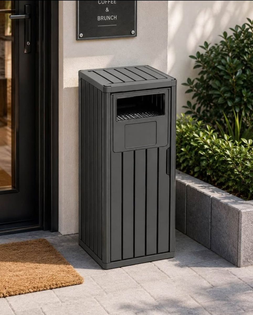 Outdoor Trash Can with Ashtray and Removable Inner Bin, 25 Gallon Commercial Receptacle #6
