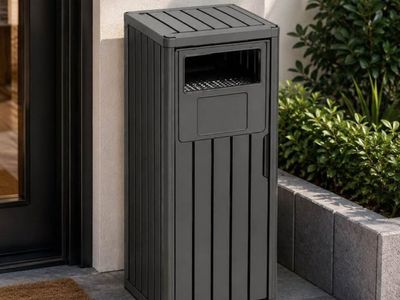 Outdoor Trash Can with Ashtray and Removable Inner Bin, 25 Gallon Commercial Receptacle #6