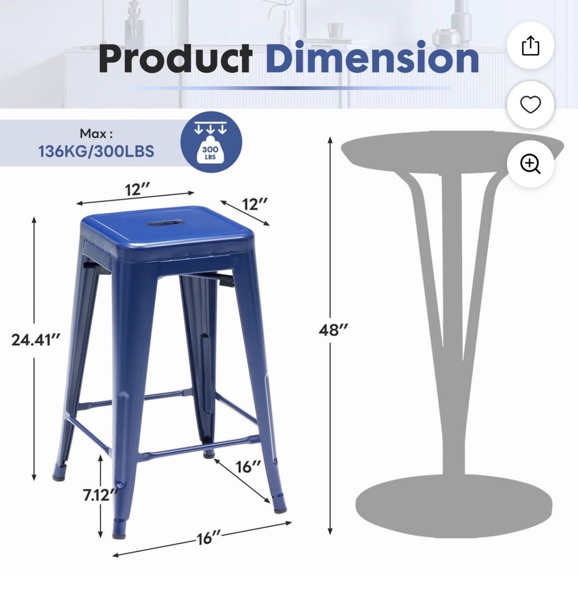 24 inch Metal Bar Stools