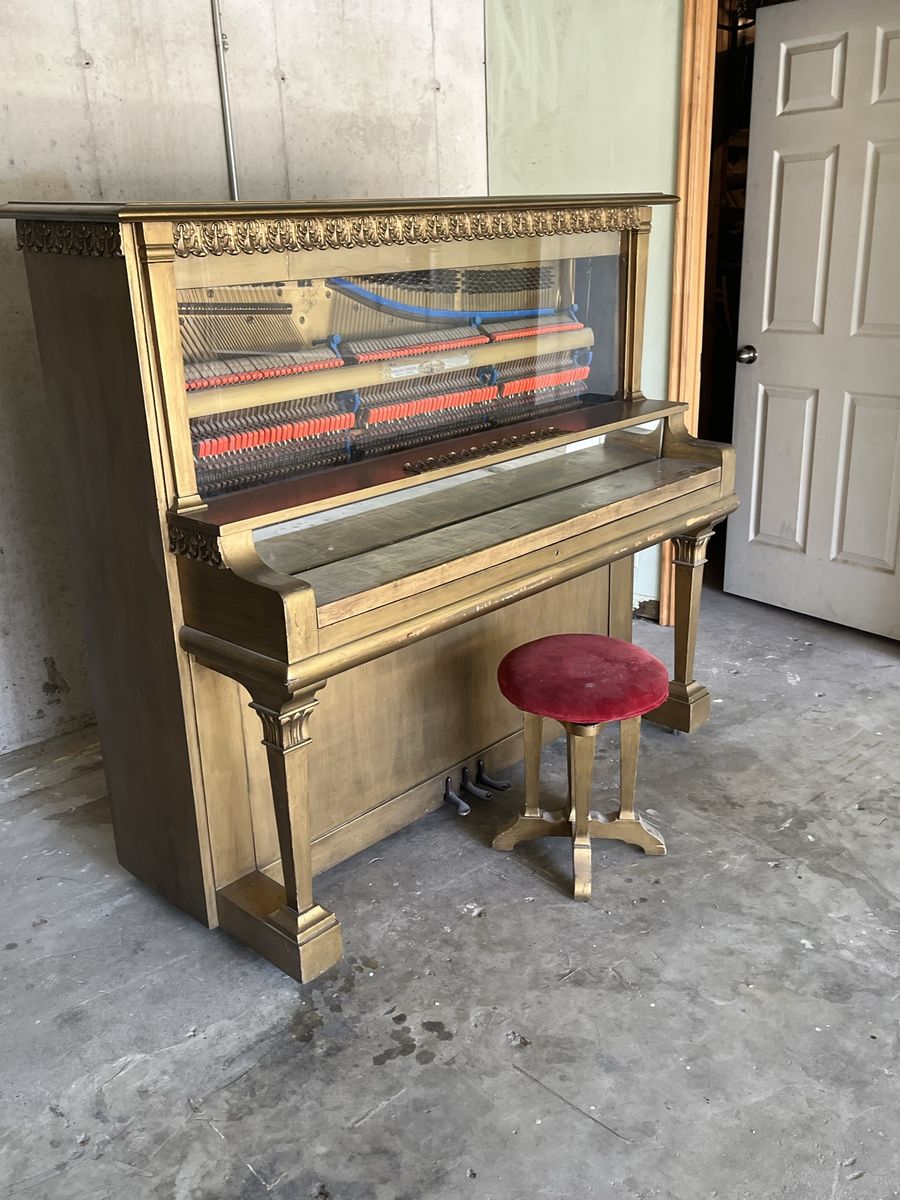 Custom Antique Honkytonk Upright Piano with Black Light & Fluorescent Hammers